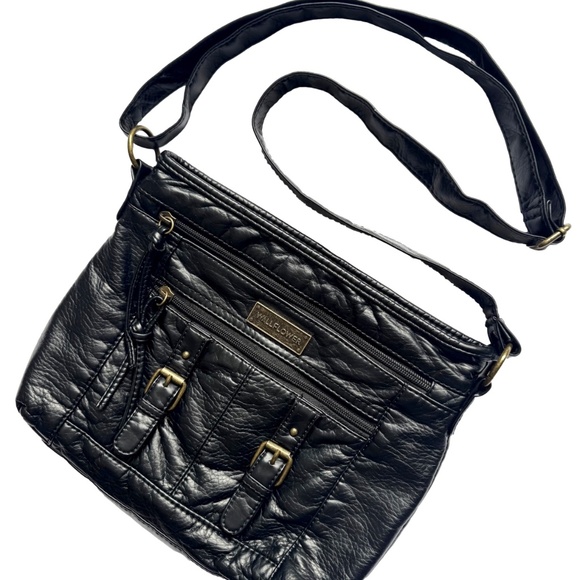 Wallflower Slouchy Black Faux Leather Crossbody - Picture 2 of 10